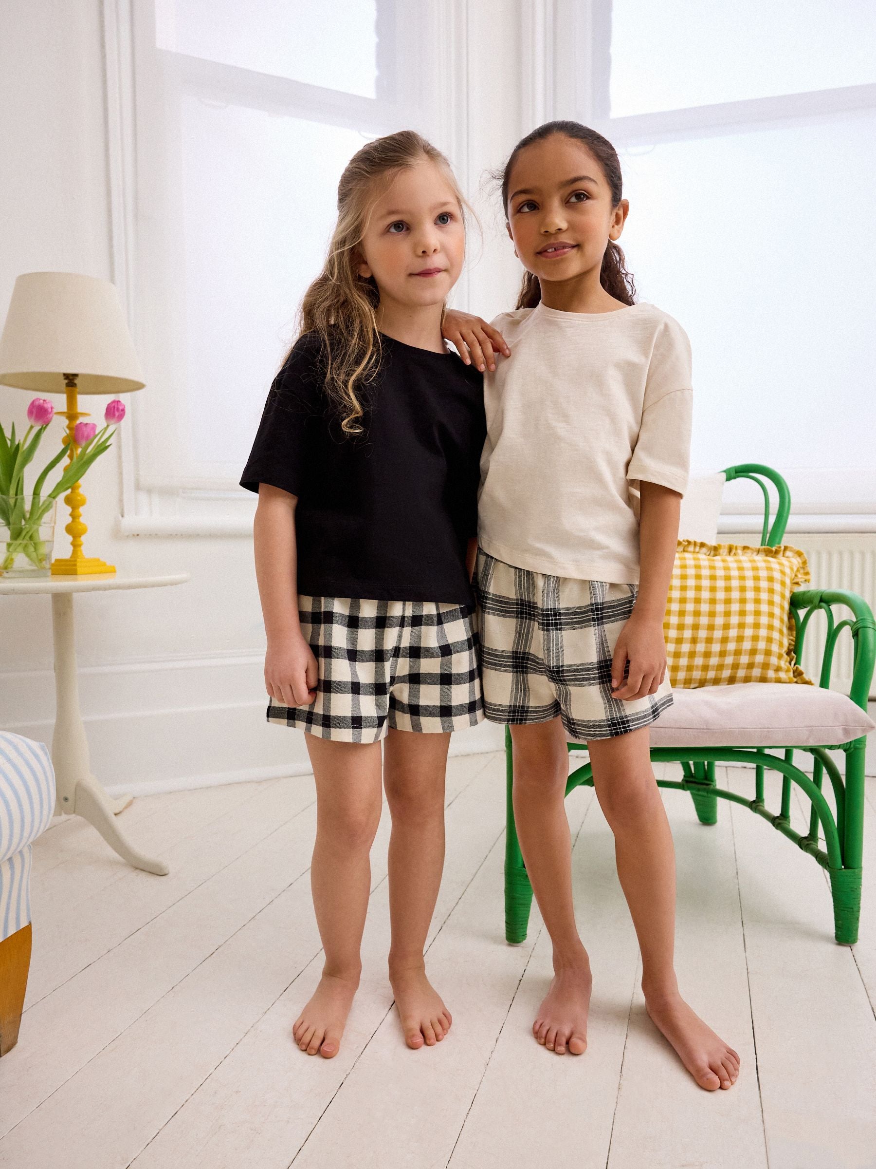 Black/White Woven Check Pyjamas 2 Pack (3-16yrs)