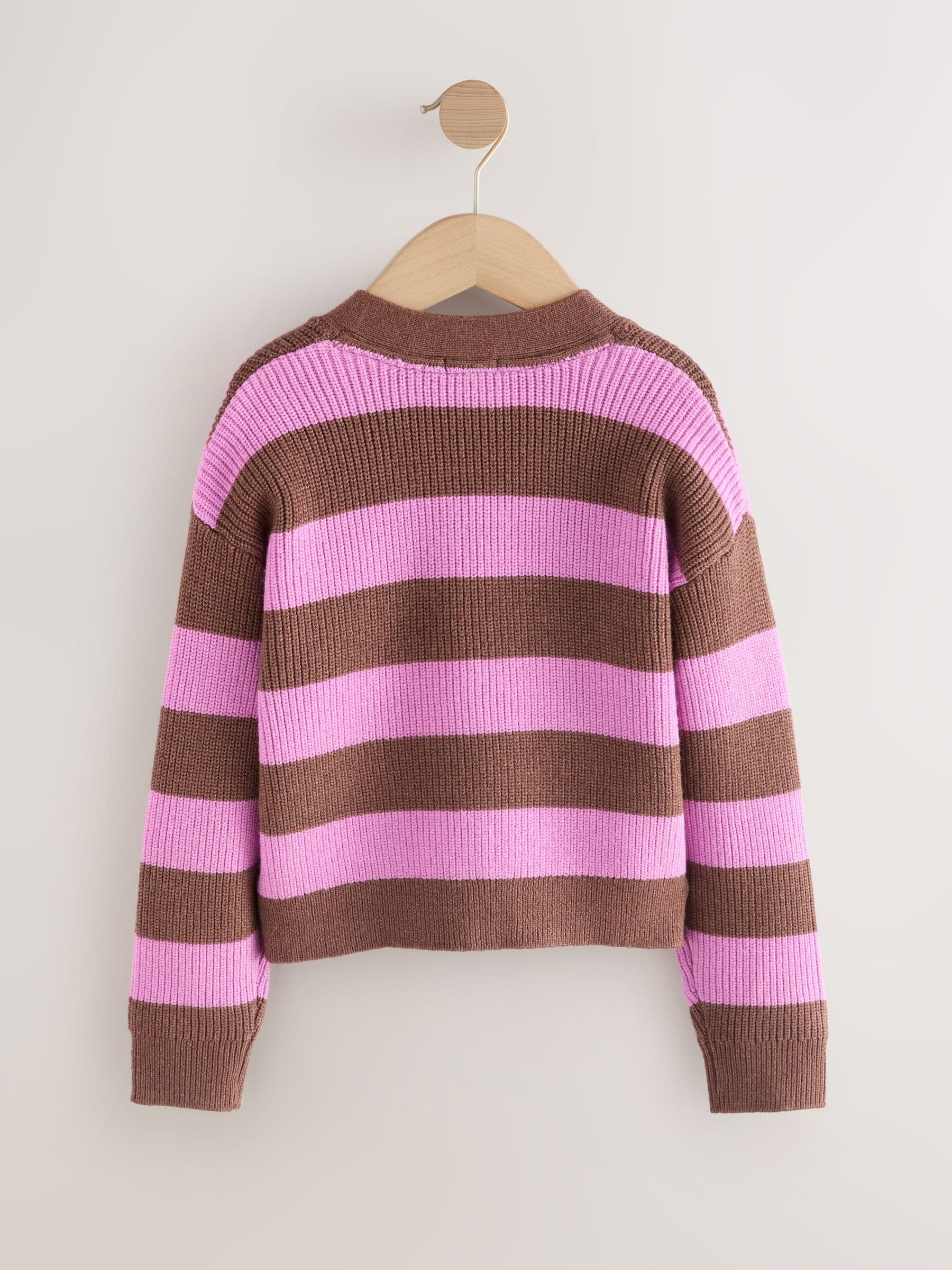 Brown/Purple Stripe Boxy Cardigan (3-16yrs)