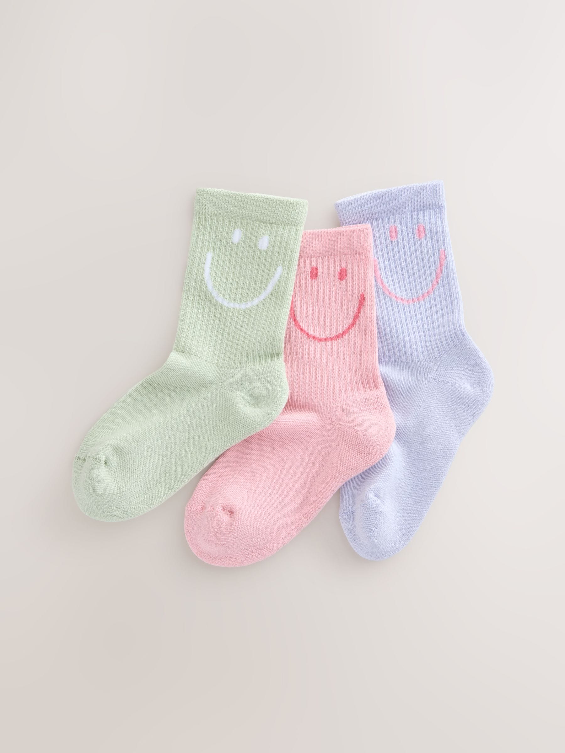 Pink, Purple and Green Regular Length 3 Pack Cotton Rich Cushioned Sole Ankle Socks