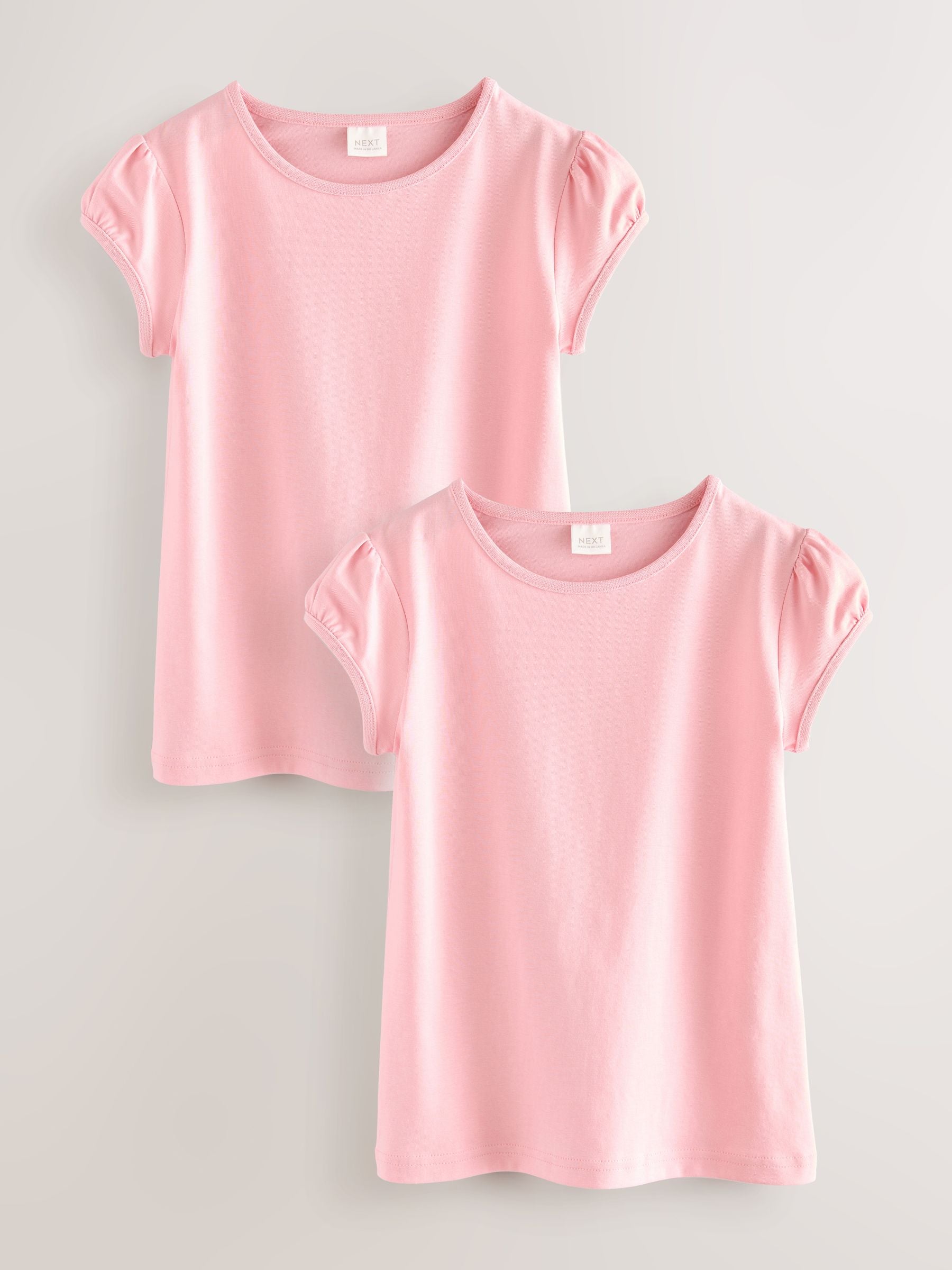 Pink 2 Pack Puff Sleeve T-Shirts (3-16yrs)