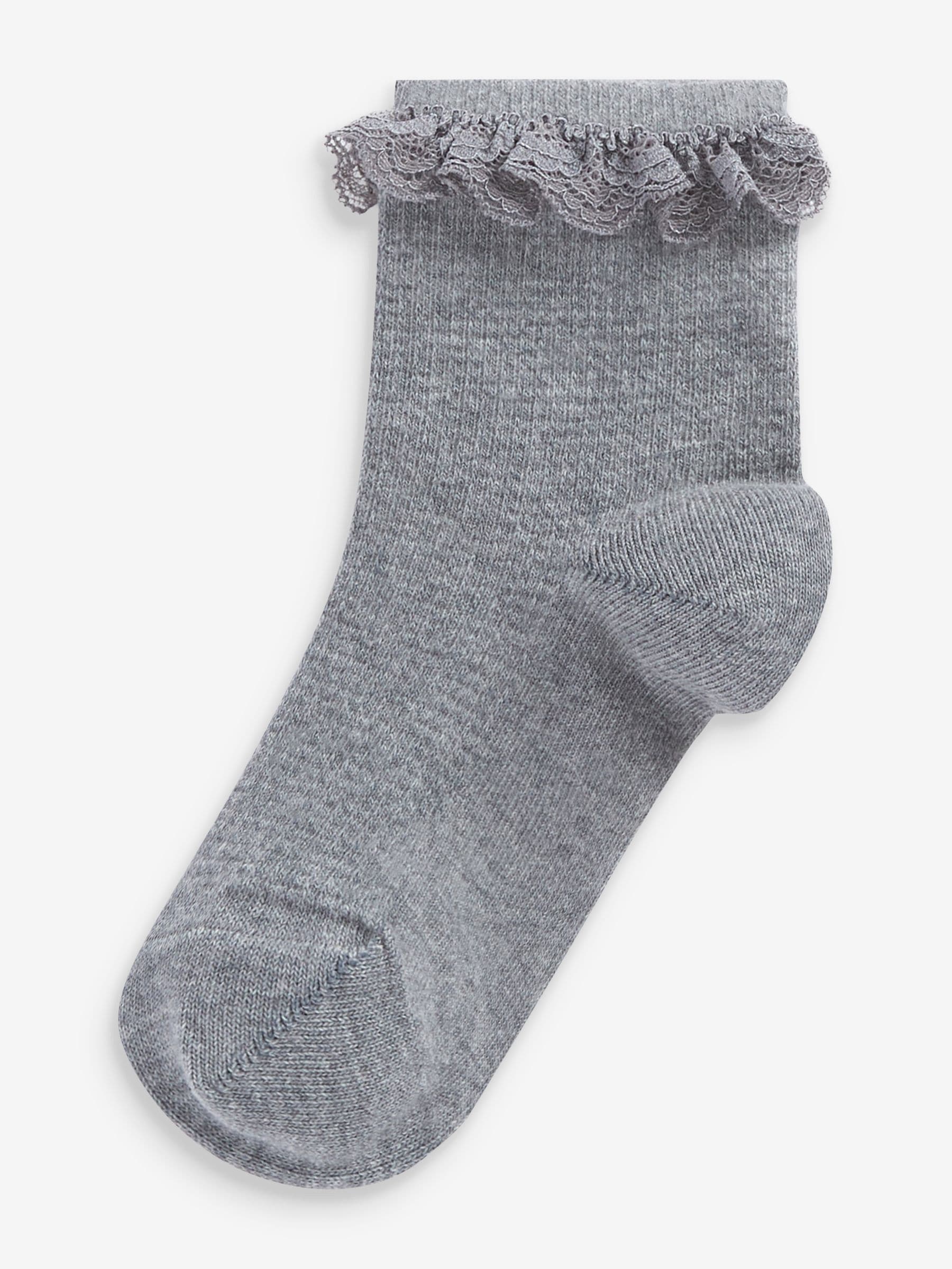 Grey 2 Pack Cotton Rich Ruffle Ankle Socks