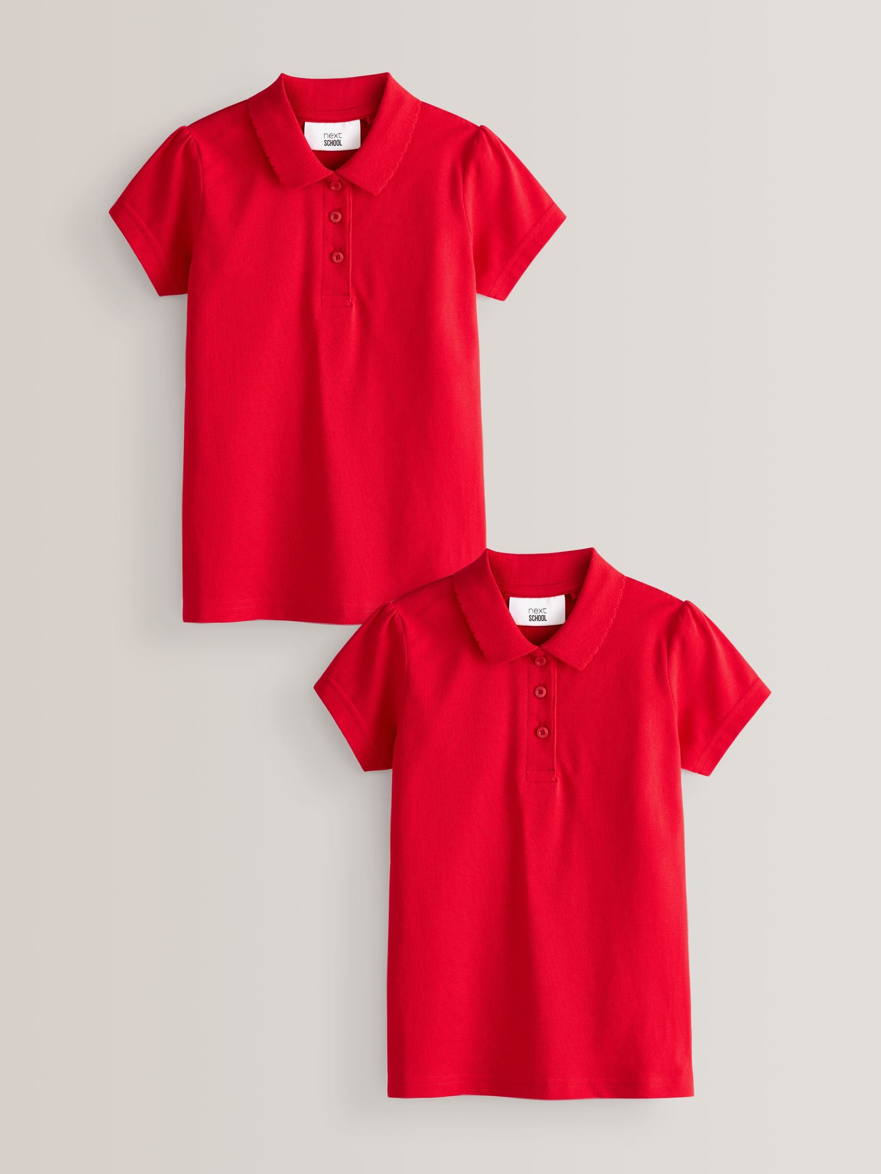 Red Regular Fit 2 Pack Slim Fit 100% Cotton Short Sleeve Polo Shirts (3-16yrs)