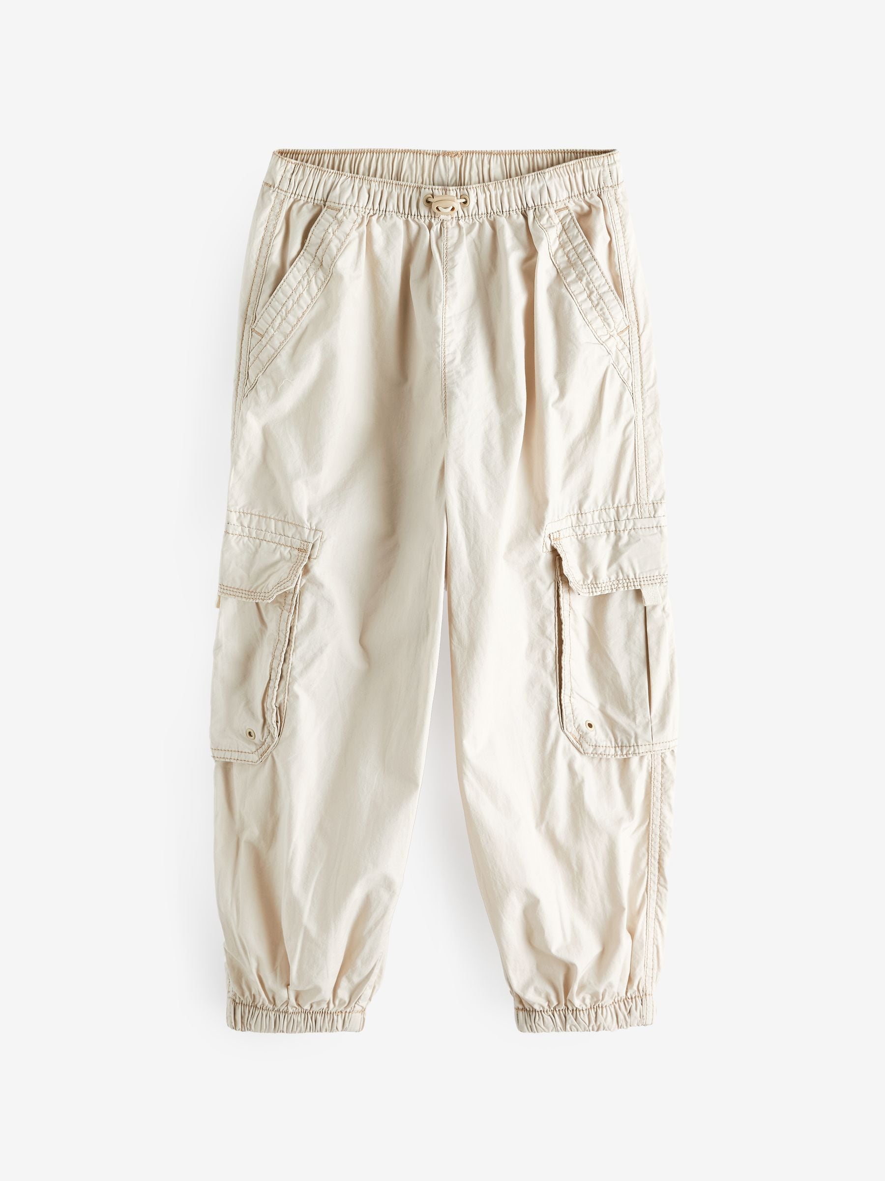Stone 100% Cotton Parachute Cargo Trousers (3-16yrs)