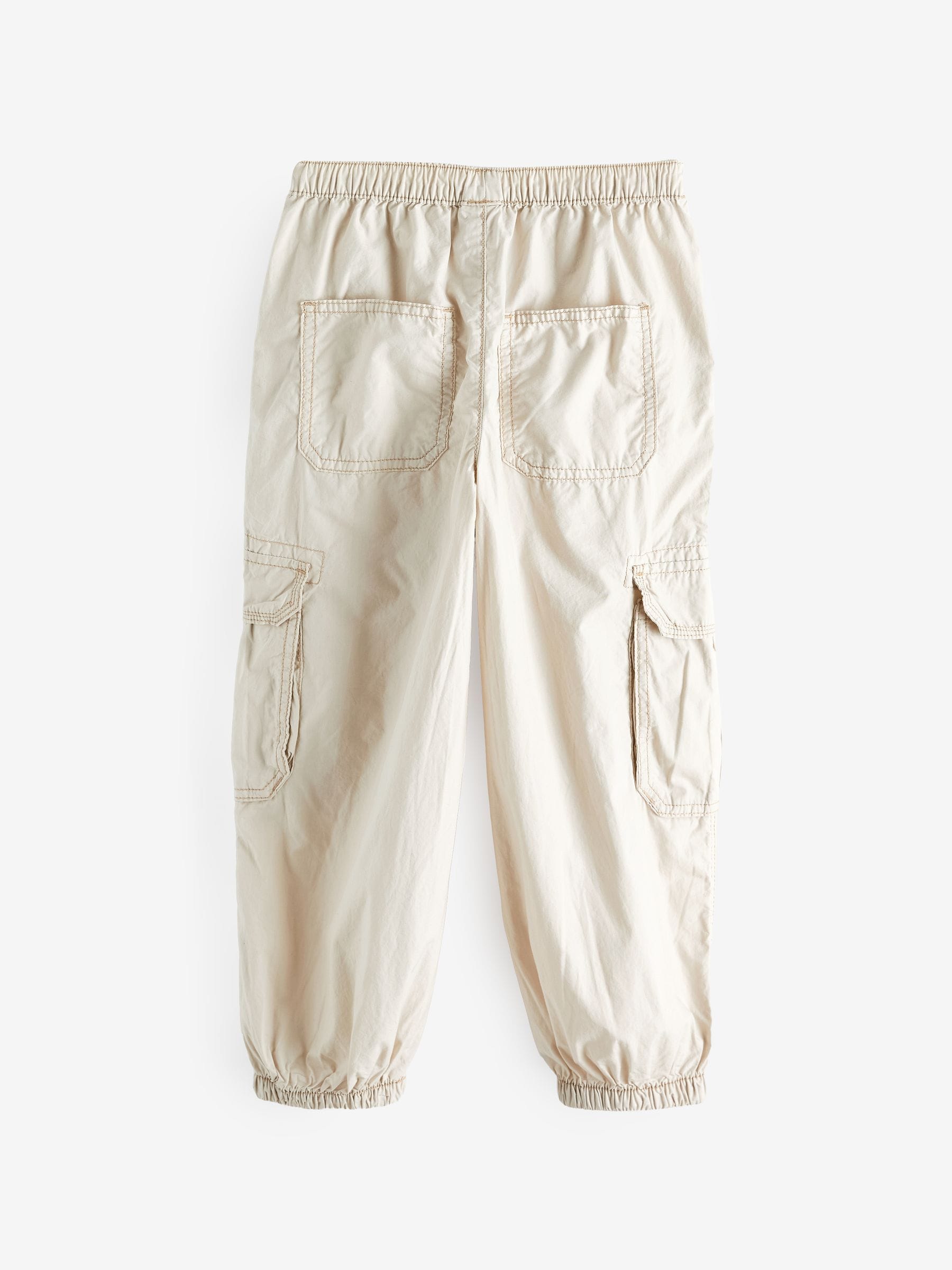 Stone 100% Cotton Parachute Cargo Trousers (3-16yrs)