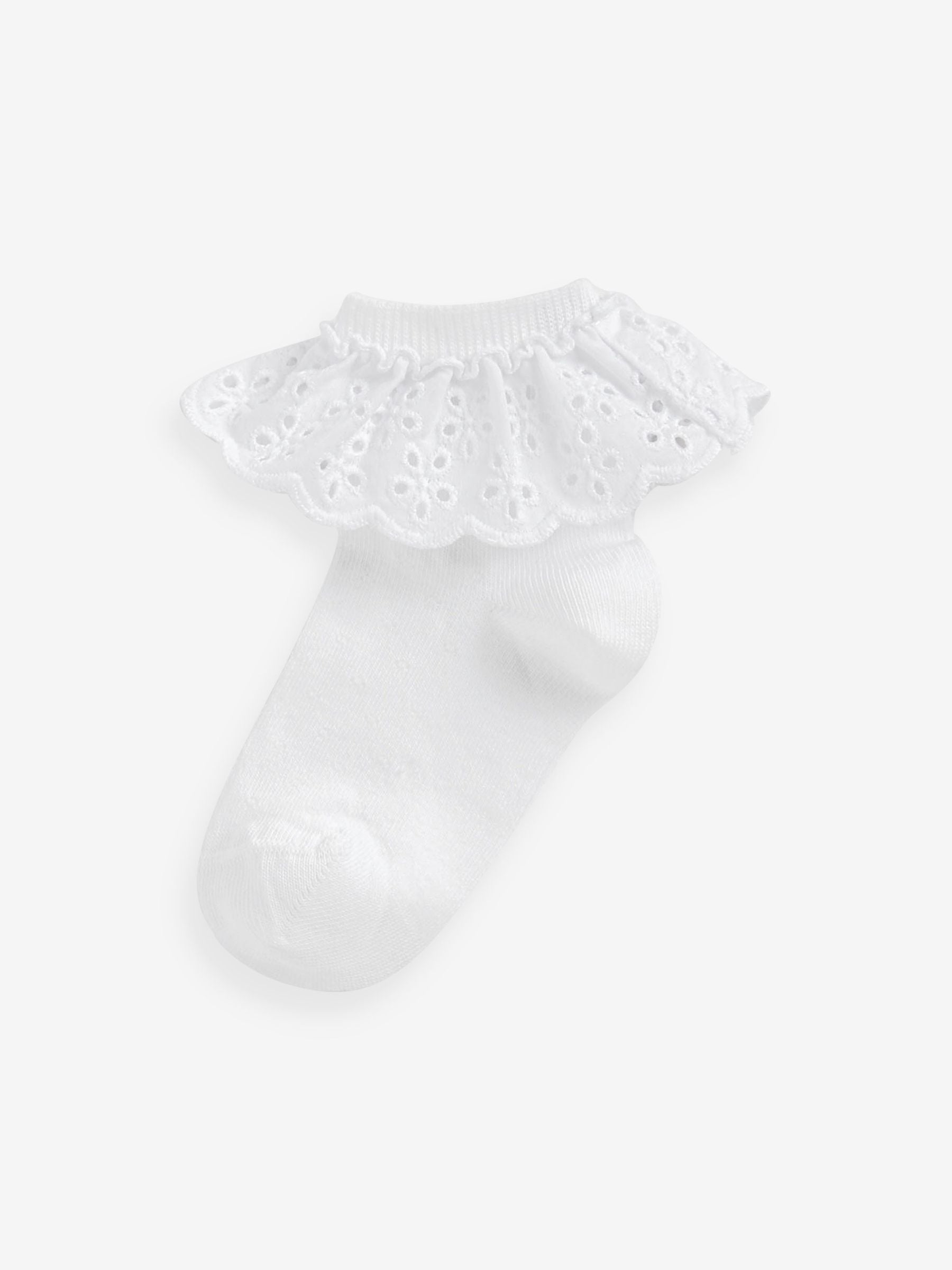 White 2 Pack Cotton Rich Ruffle Ankle Socks