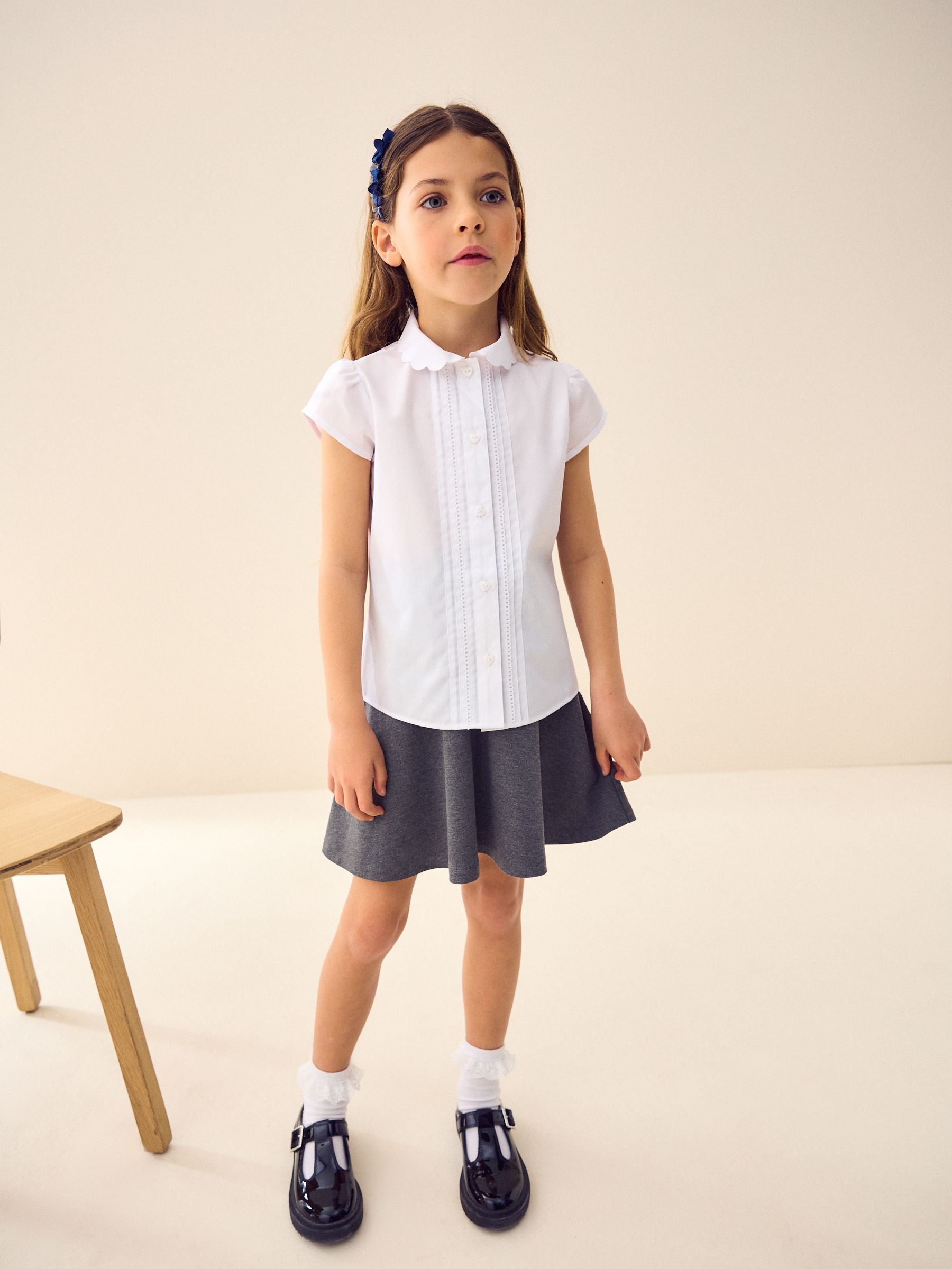White Cotton Rich Scalloped Collar School Shirt (3-14yrs)