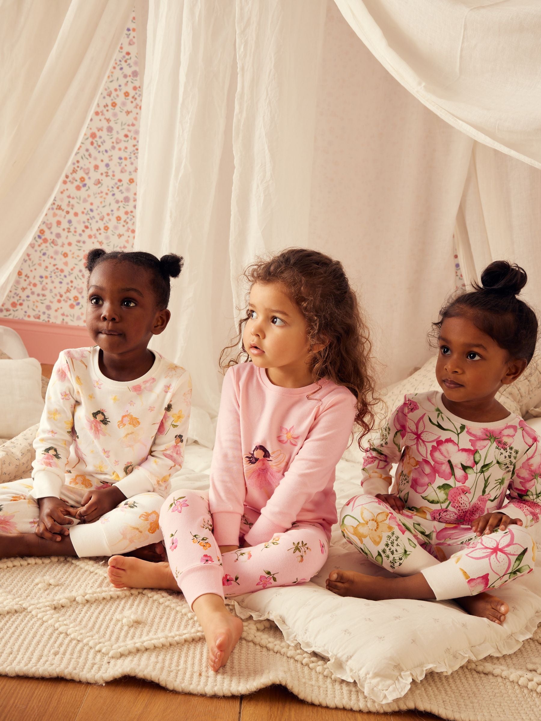 Pink/Cream Fairy Long Sleeve Snuggle Pyjamas 3 Pack (9mths-16yrs)