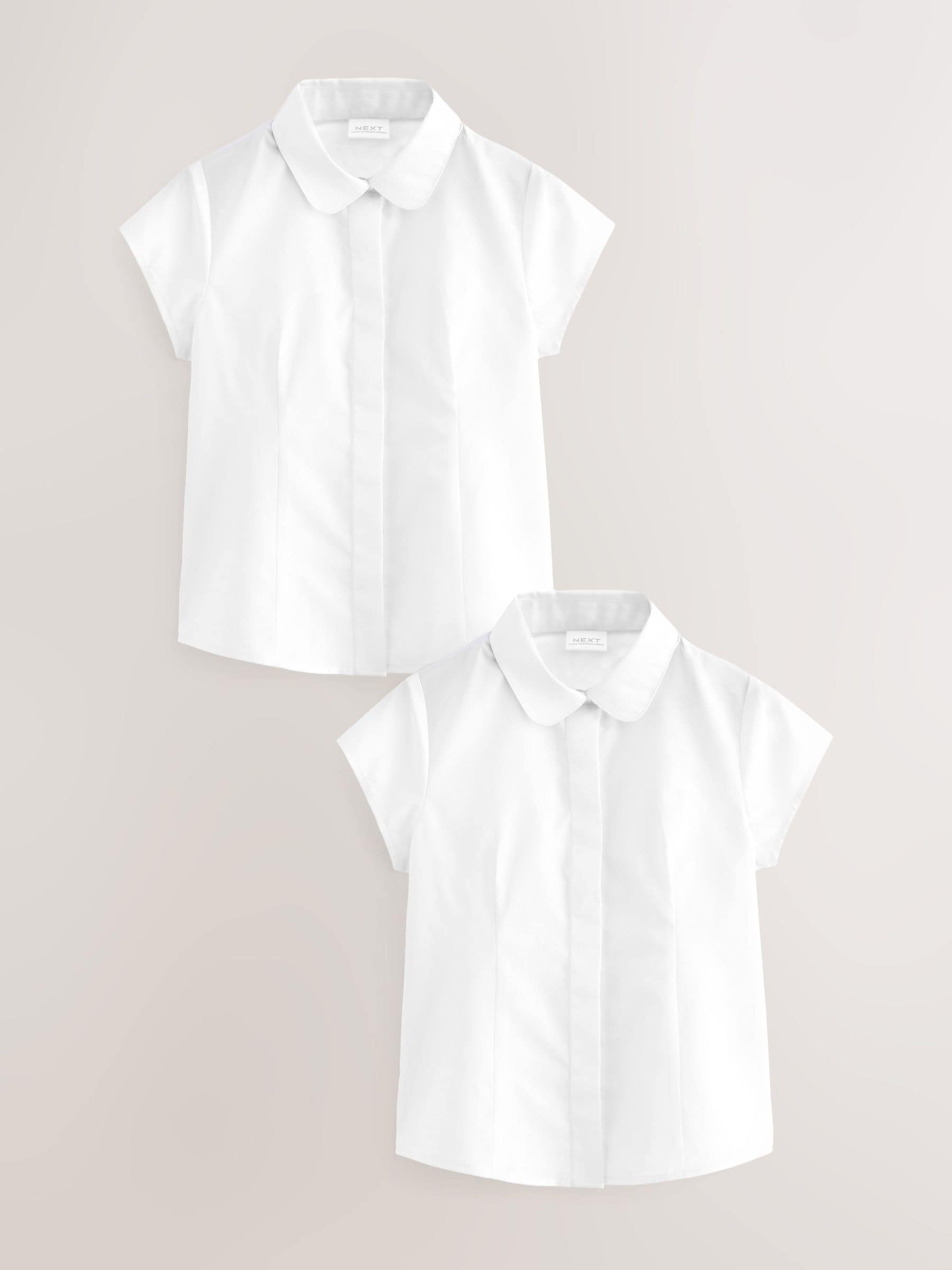 White 2 Pack Short Sleeve Fitted School Shirts (3-17yrs)