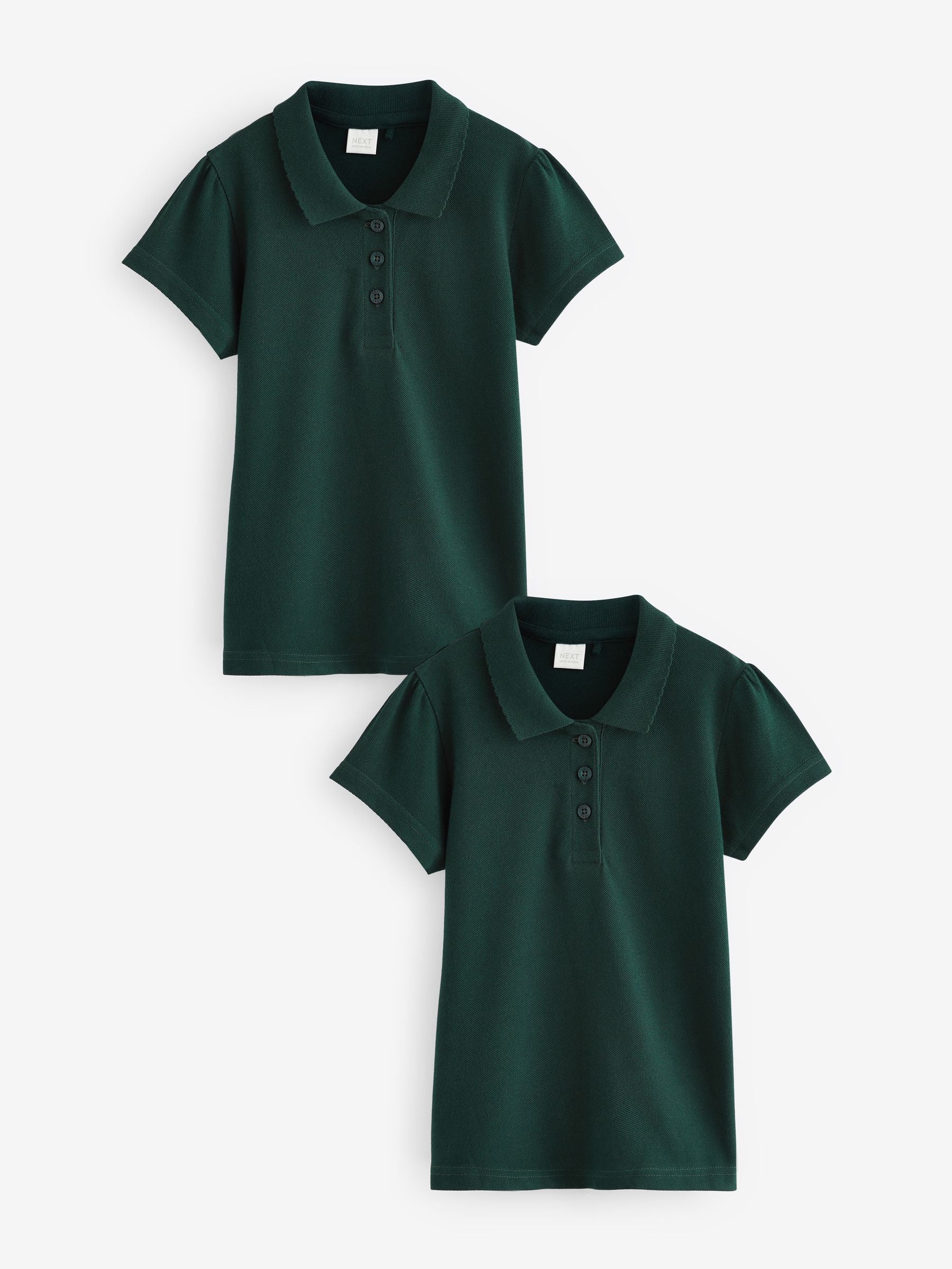 Green Regular Fit 2 Pack Slim Fit 100% Cotton Short Sleeve Polo Shirts (3-16yrs)