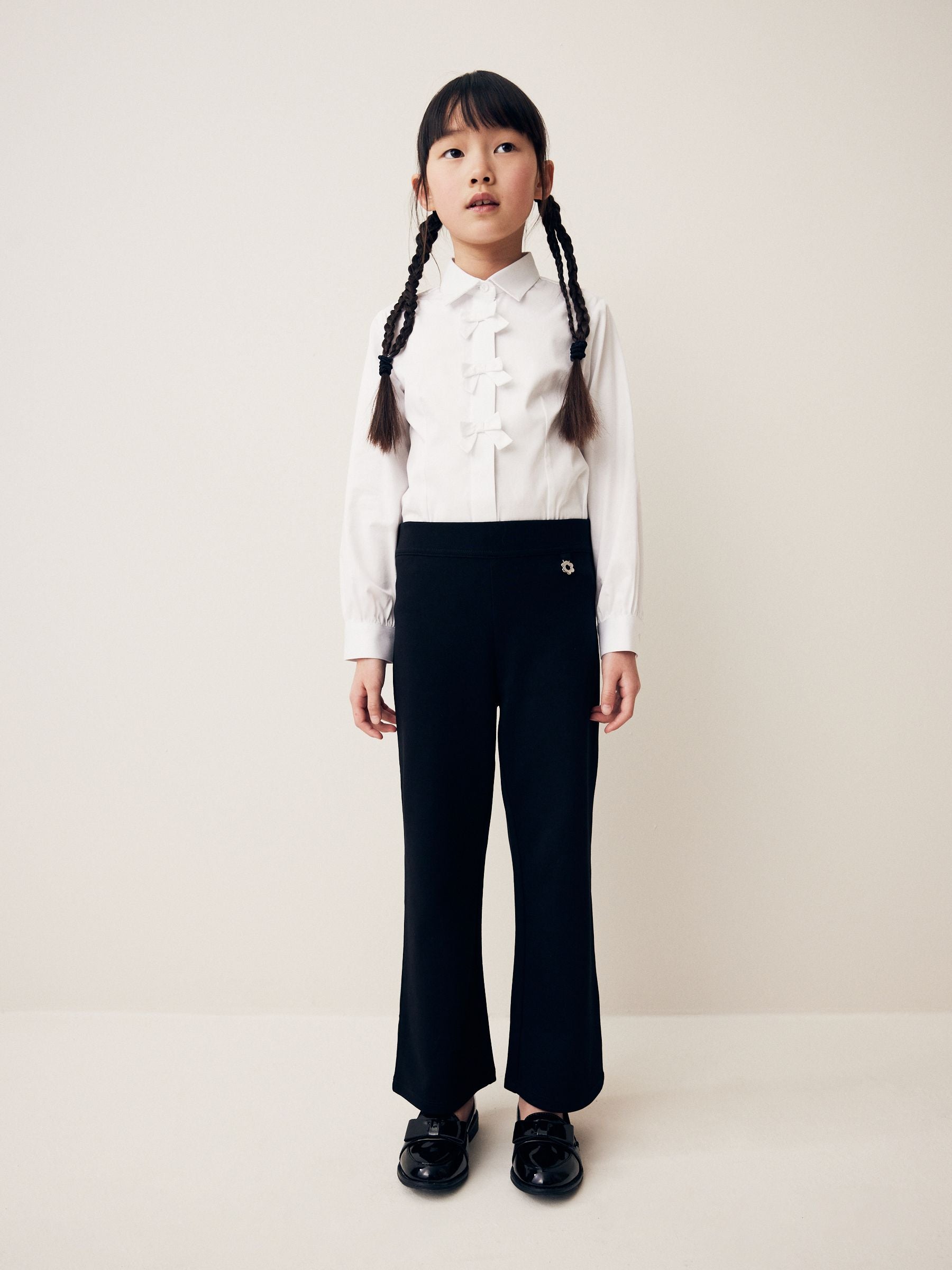 Black 2 Pack Pull-On Cotton Rich Stretch Boot Cut School Trousers (3-17yrs)