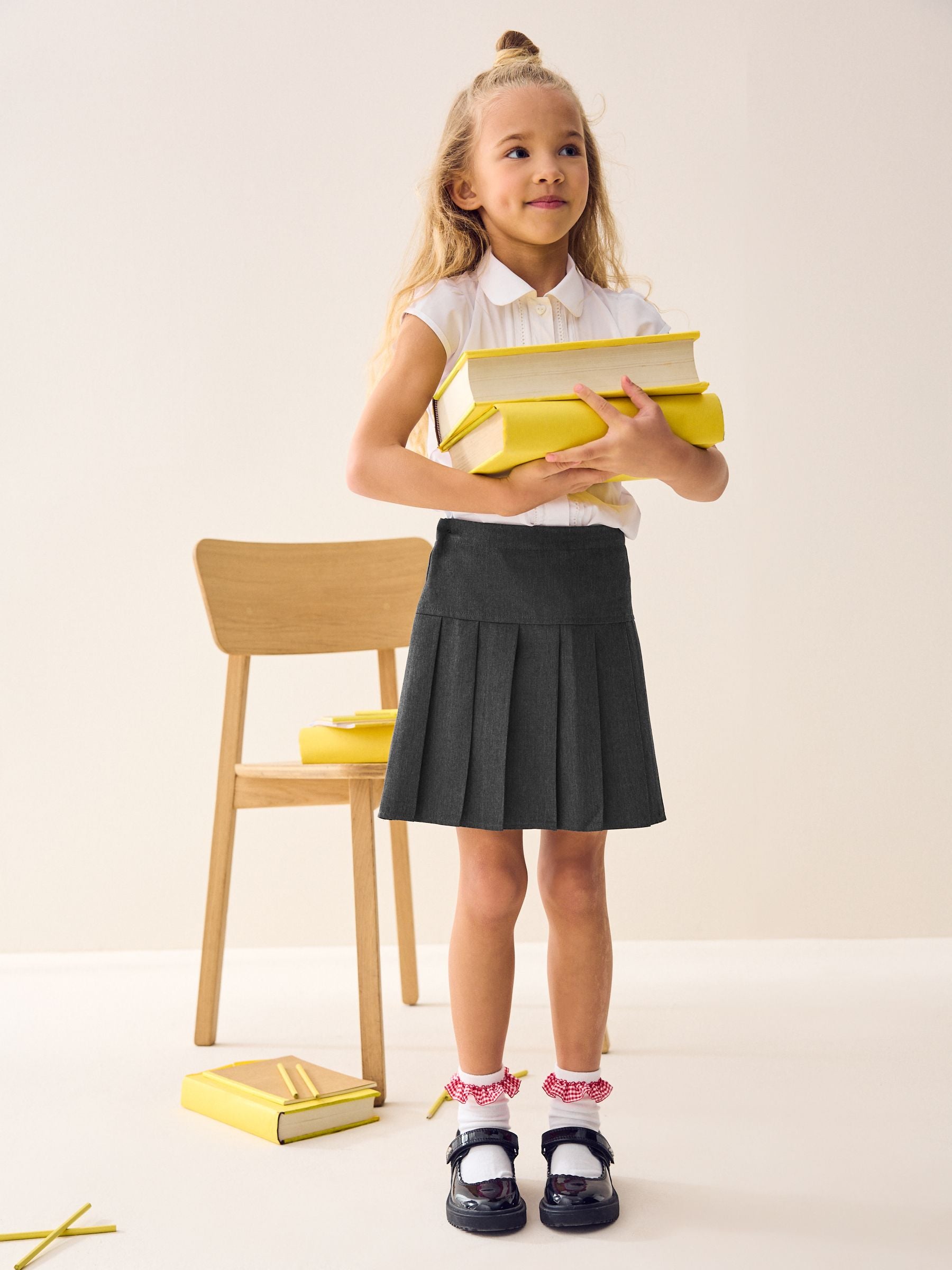 Grey Cycle Short and Pleated Skirt Set (3-17yrs)