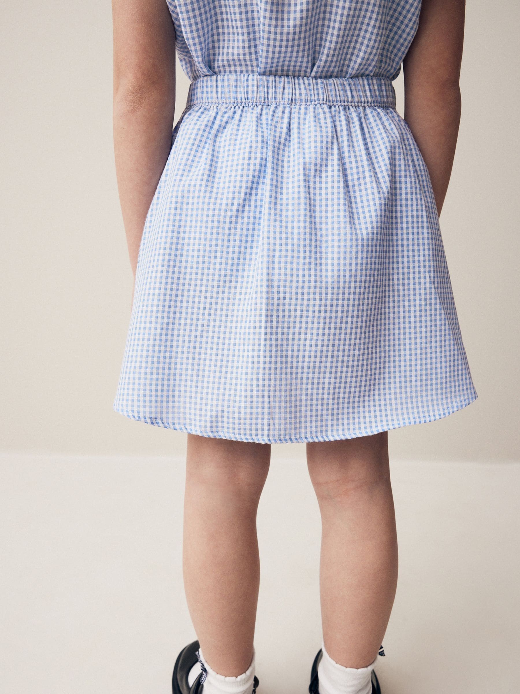 Blue Pull-on Cotton Rich School Gingham Skirt (3-14yrs)