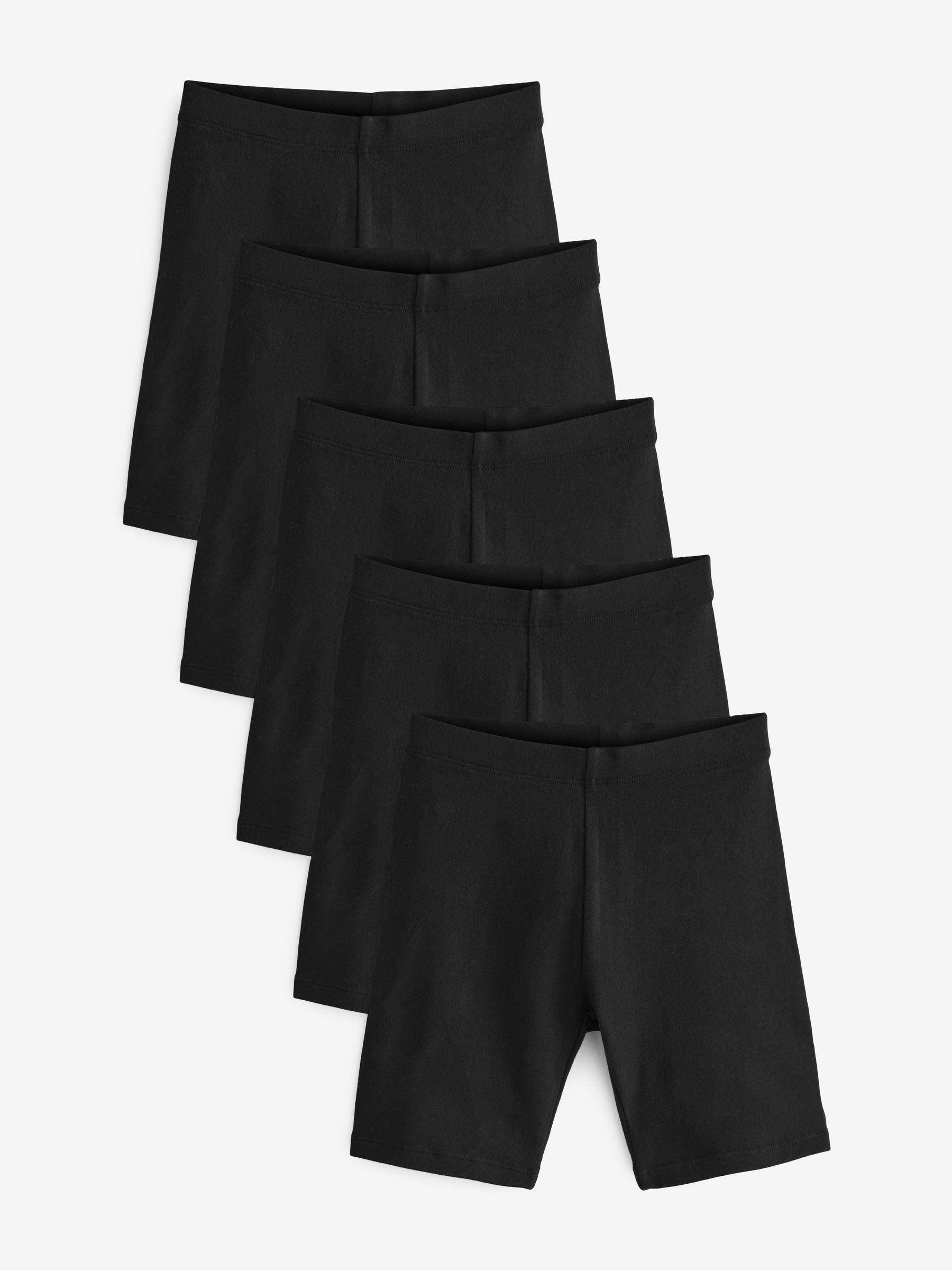 Black Longer Length 5 Pack Regular Length Cotton Rich Stretch Cycle Shorts (3-16yrs)