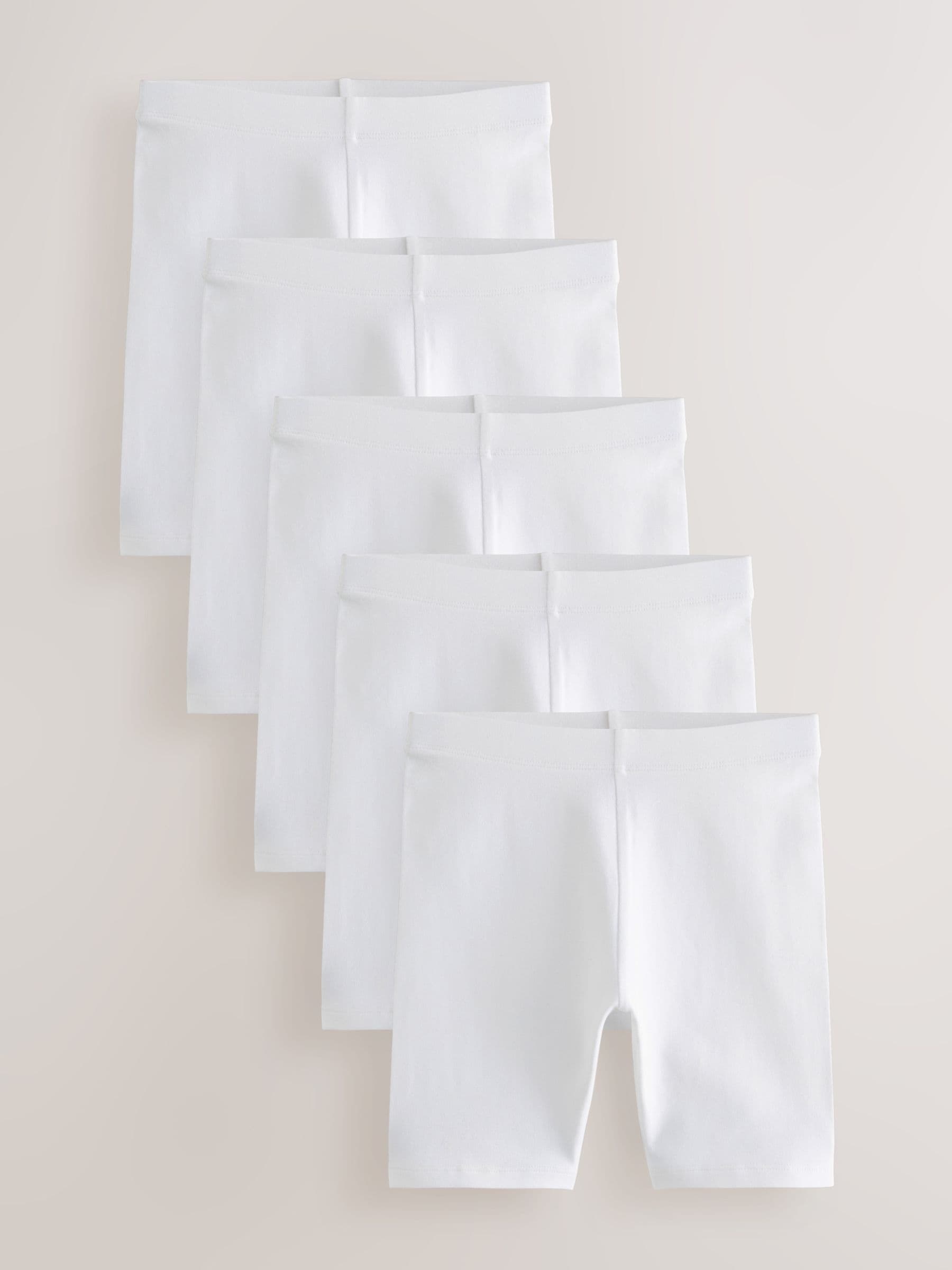 White Longer Length 5 Pack Regular Length Cotton Rich Stretch Cycle Shorts (3-16yrs)