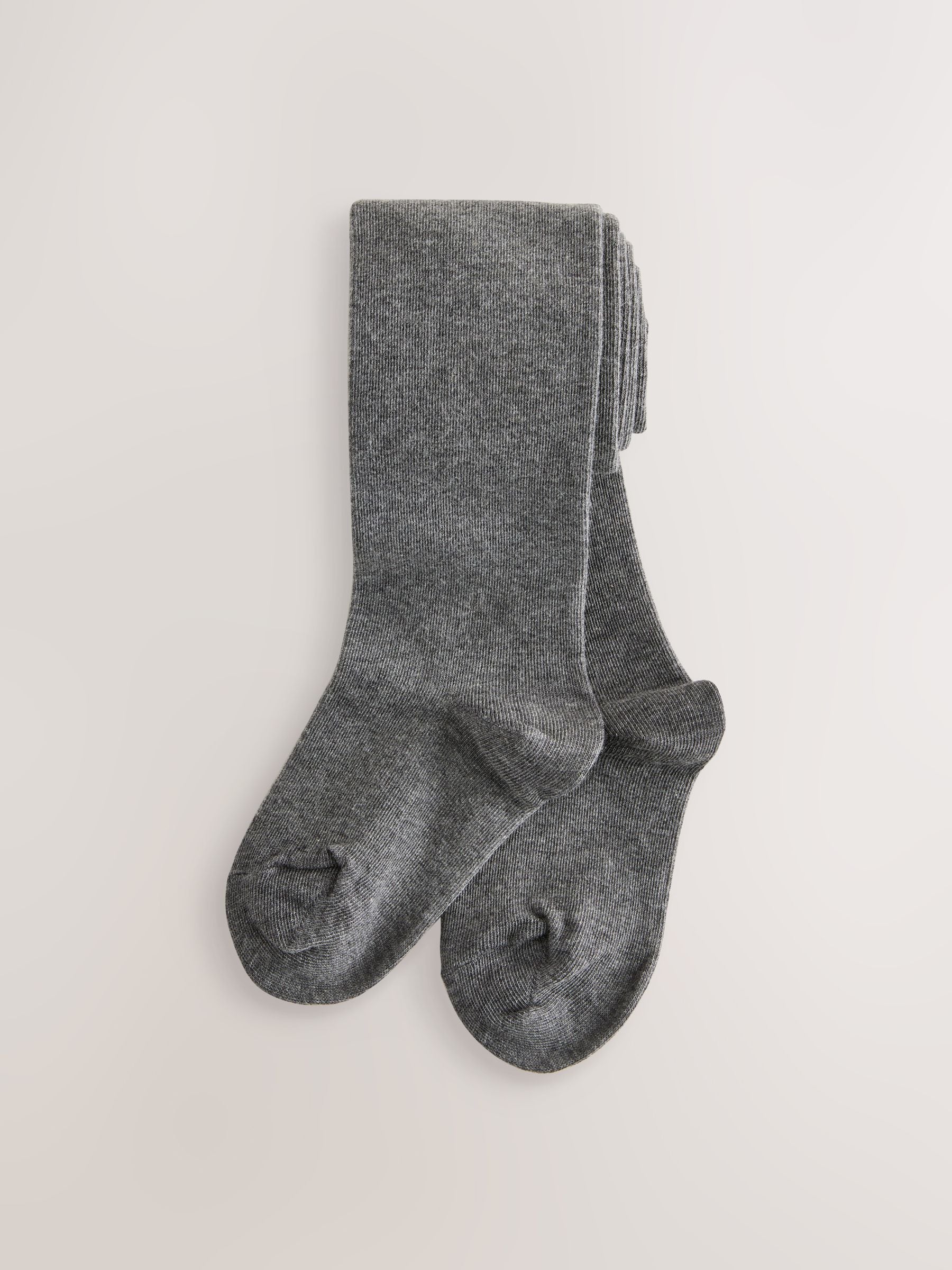 Grey Longer Length 3 Pack Cotton Rich School Tights