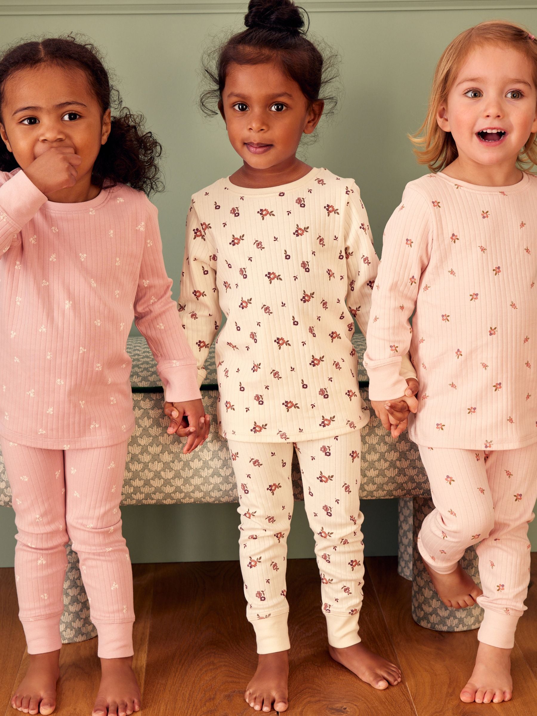 Pink/ White Ditsy Snuggle Pyjamas 3 Pack (9mths-12yrs)