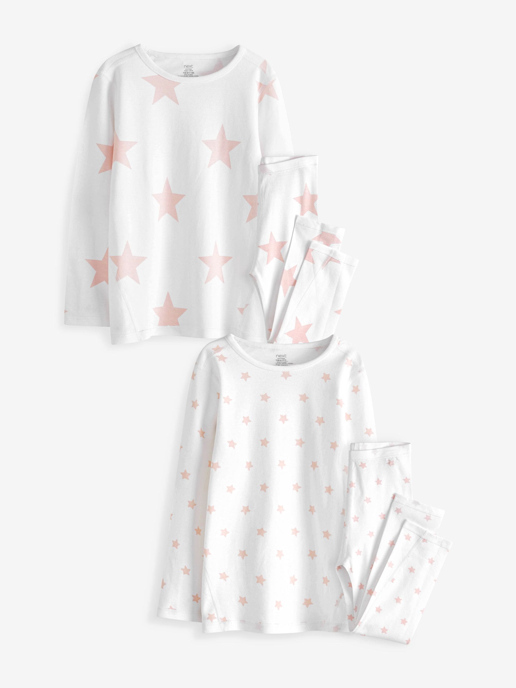 Pink/White Star 2 Pack Kind To Skin Pyjamas Set (12mths-12yrs)