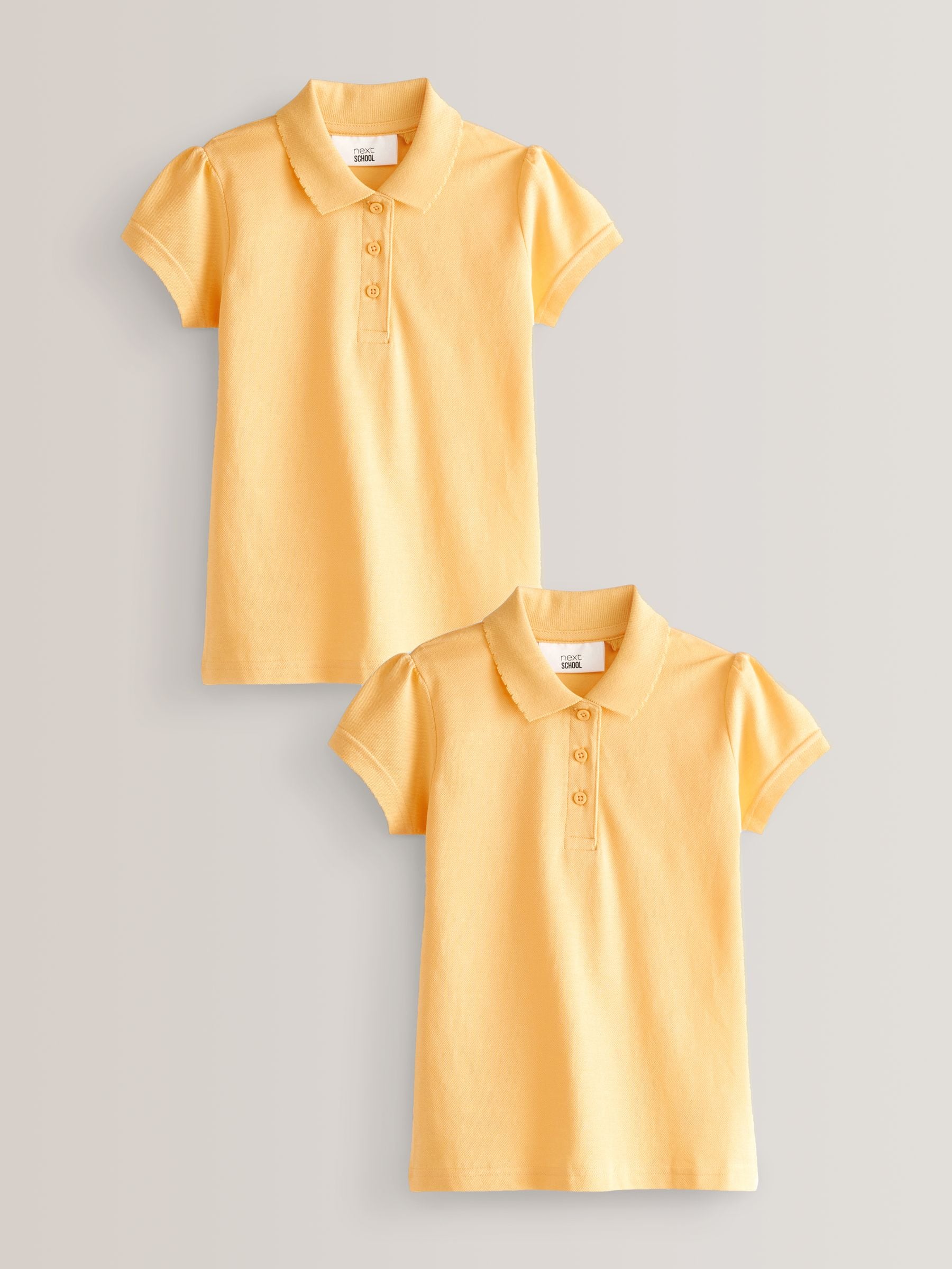 Yellow Regular Fit 2 Pack Slim Fit 100% Cotton Short Sleeve Polo Shirts (3-16yrs)