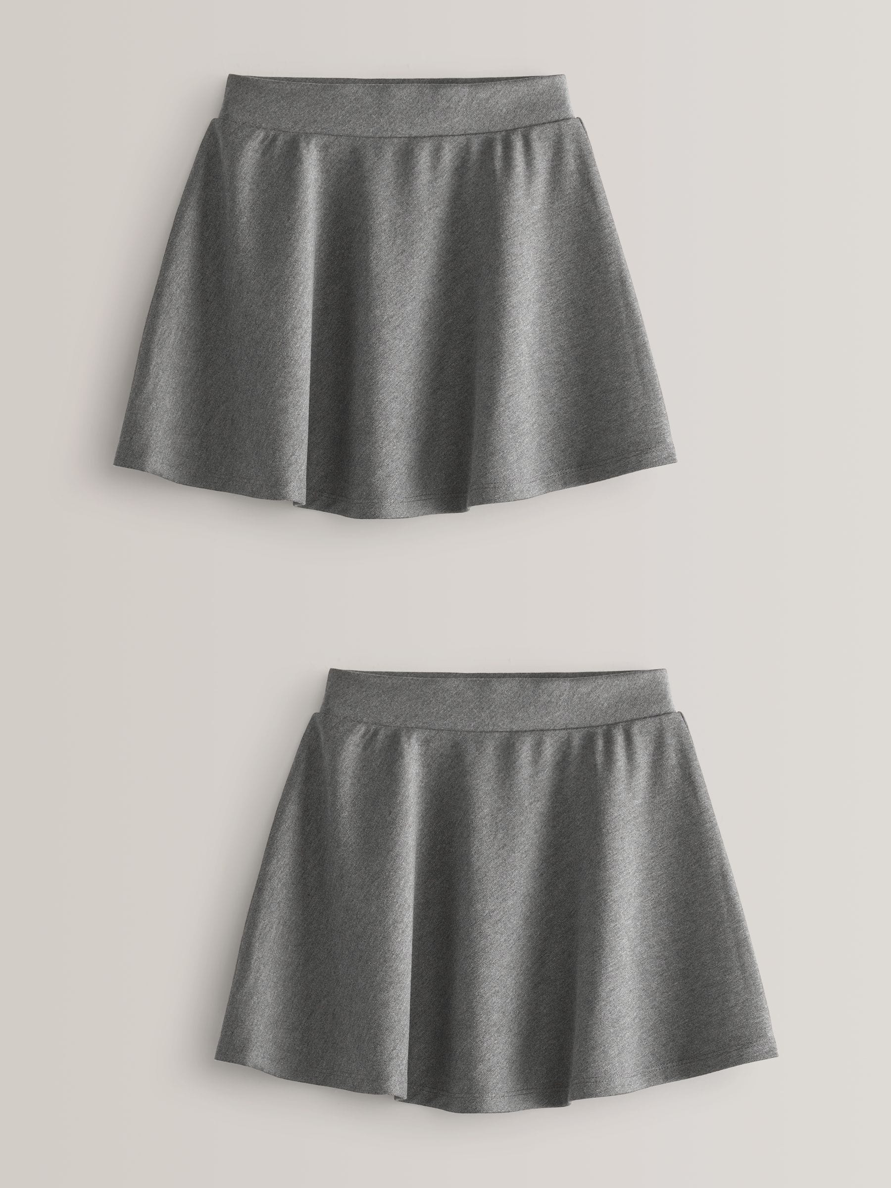 Grey 2 Pack Pull-On Jersey Stretch School Skater Skirts (3-17yrs)
