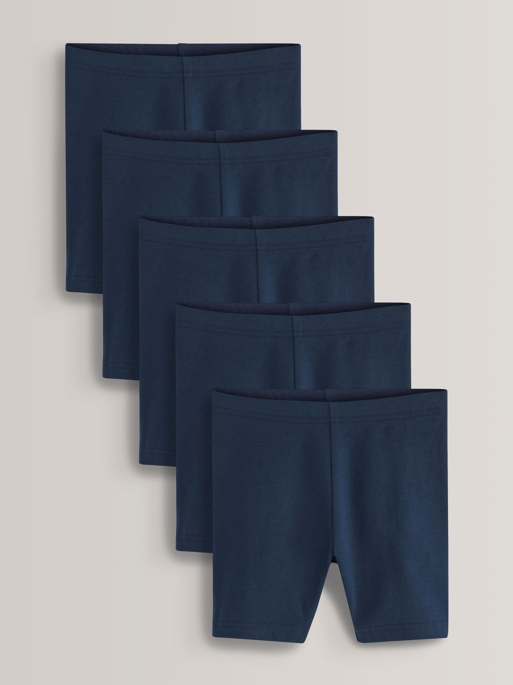 Navy Blue Regular Length 5 Pack Regular Length Cotton Rich Stretch Cycle Shorts (3-16yrs)