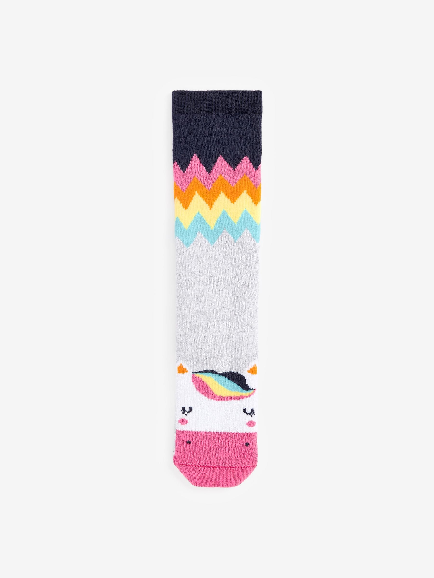 Navy Blue 2 Pack Thermal Cotton Rich Unicorn Welly Socks