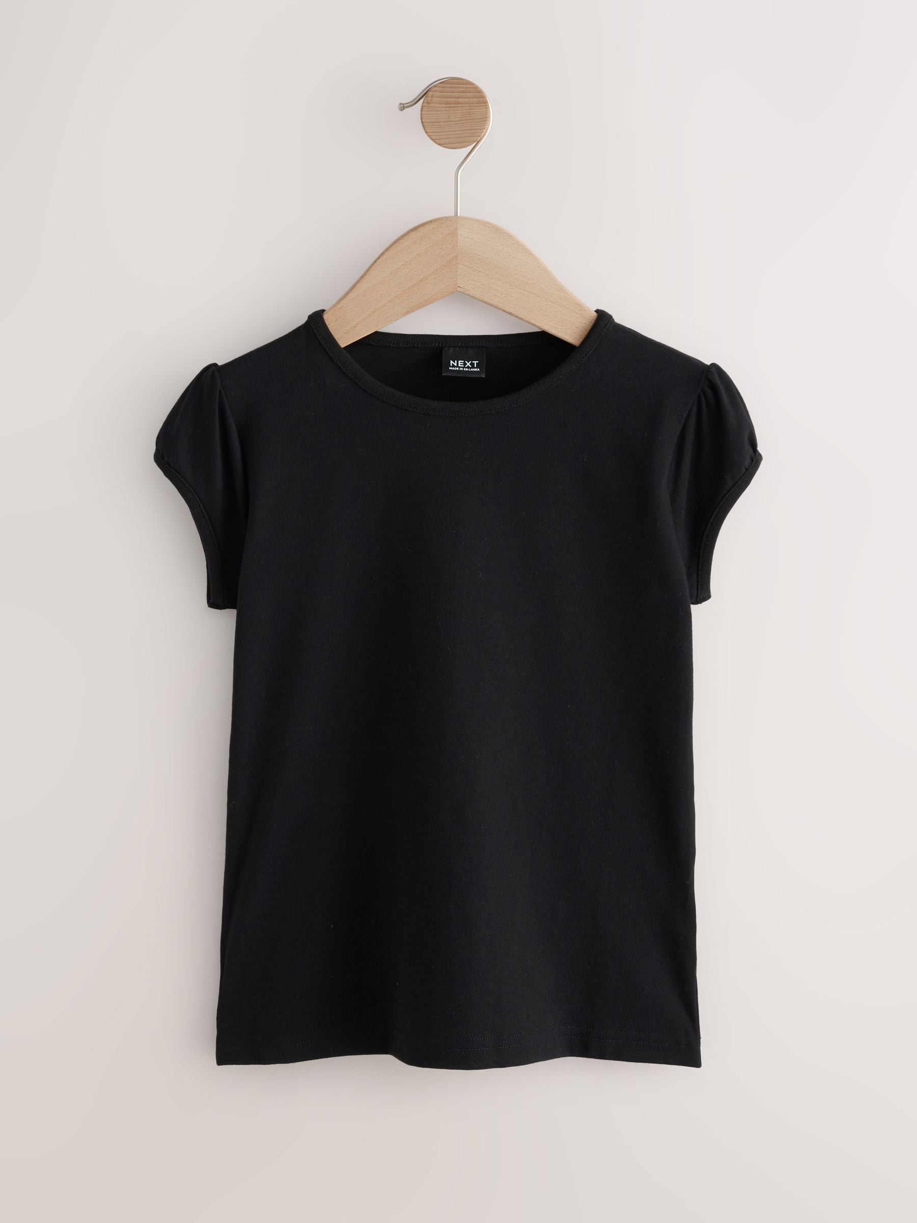 Black 2 Pack Puff Sleeve T-Shirts (3-16yrs)