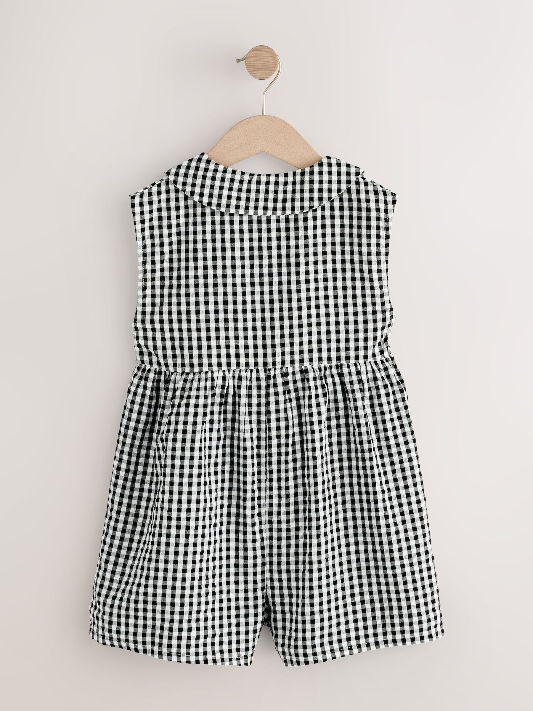 Mono Gingham Shirt Collar Playsuit (3mths-7yrs)